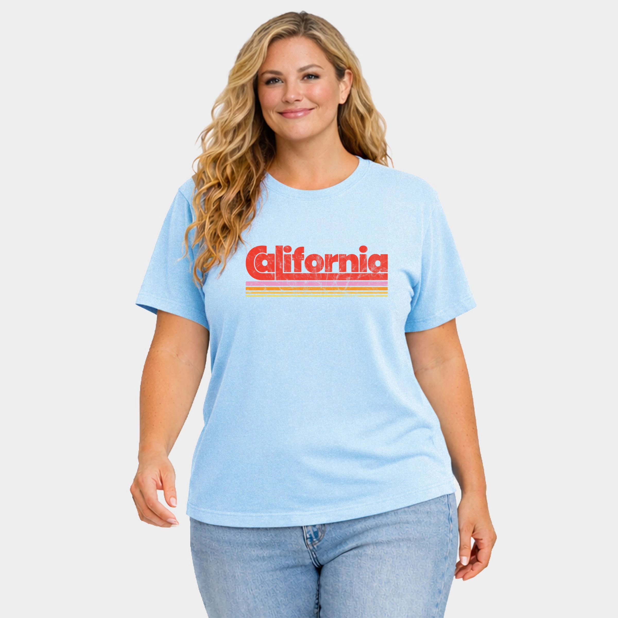 Simply Sage Market - Women's Plus Sized Garment Dyed Graphic T-Shirt California Retro Stripes
