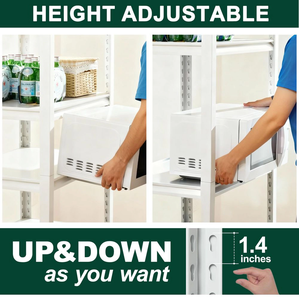 Flynama 5-Tier Freestanding Household Shelving, Heavy Duty Steel, Adjustable, White (31.5"W x 63"H x 15.7"D)