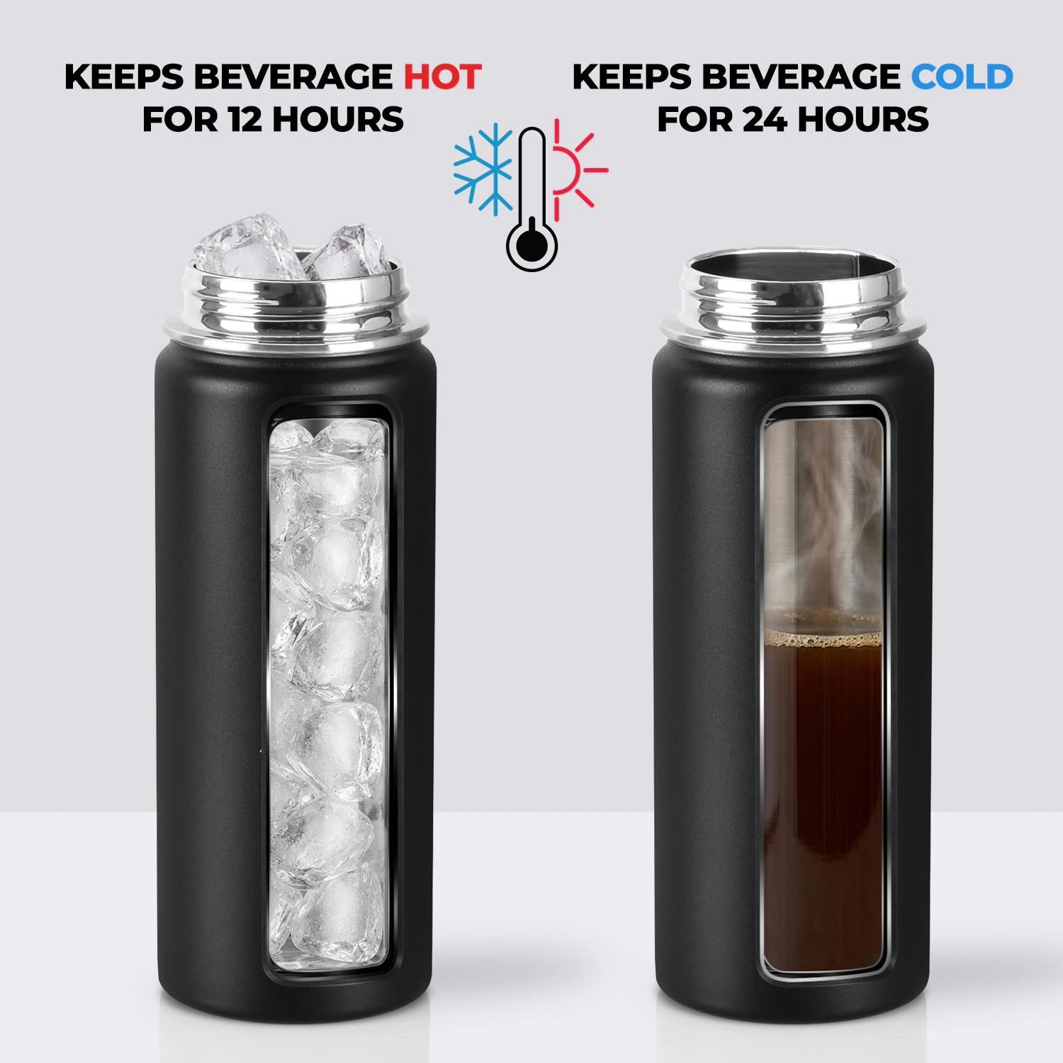 Zulay Kitchen 3 Lid 18oz Vacuum Insulated Water Bottles with Straw by Hydration Nation