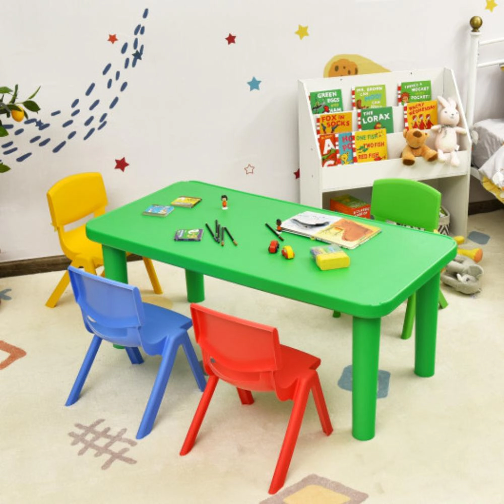 Hivvago Kids Colorful Plastic Table And 4 Chairs Set