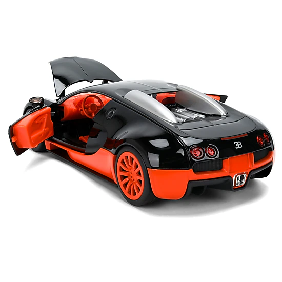 Jada Collectible 2011 Bugatti Veyron Black With Orange Accents And Interior "Hyper-Spec" Series 1/24 Diecast Model