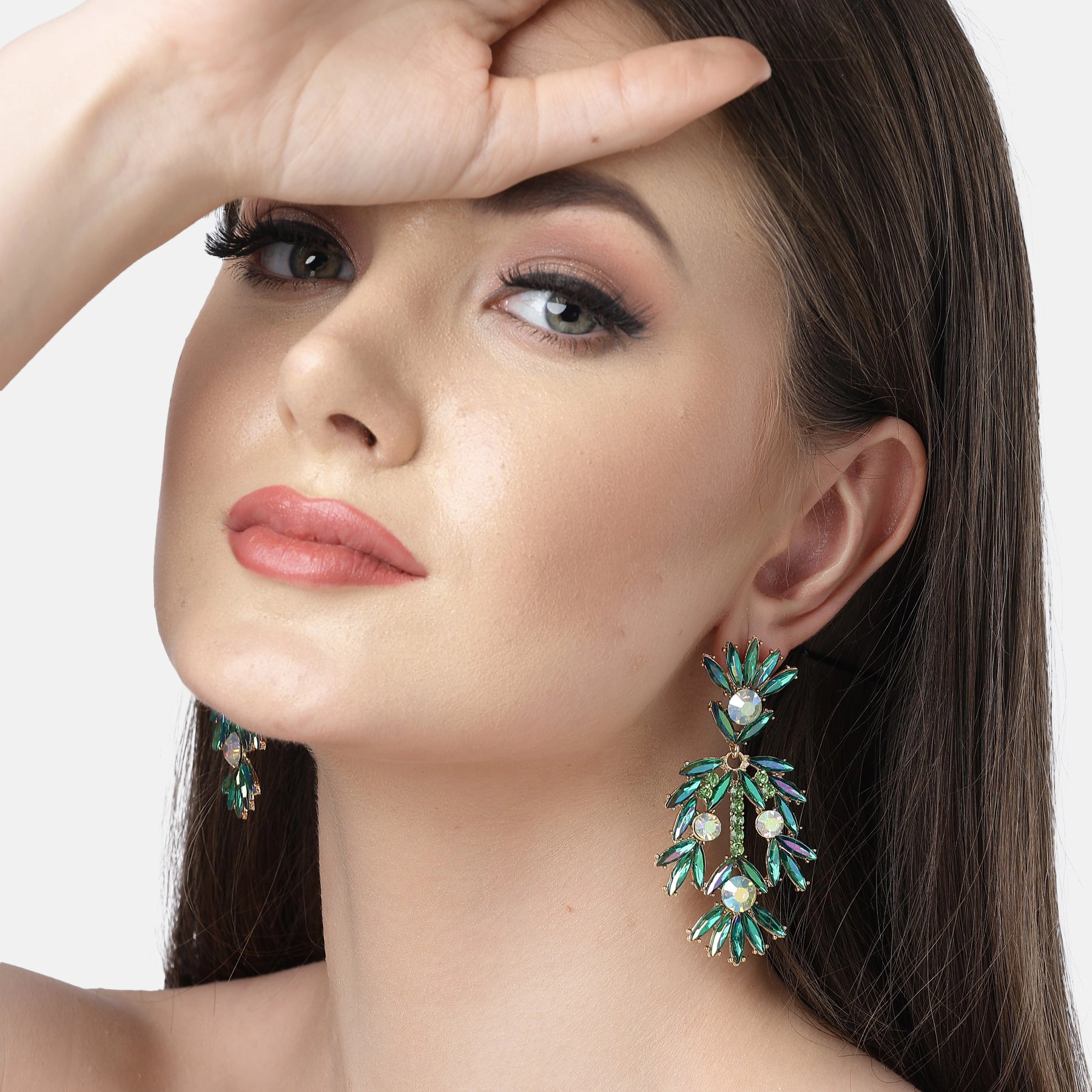 AGP PARIS Womens Diva Collection Fancy Floral Plume Drop Earrings