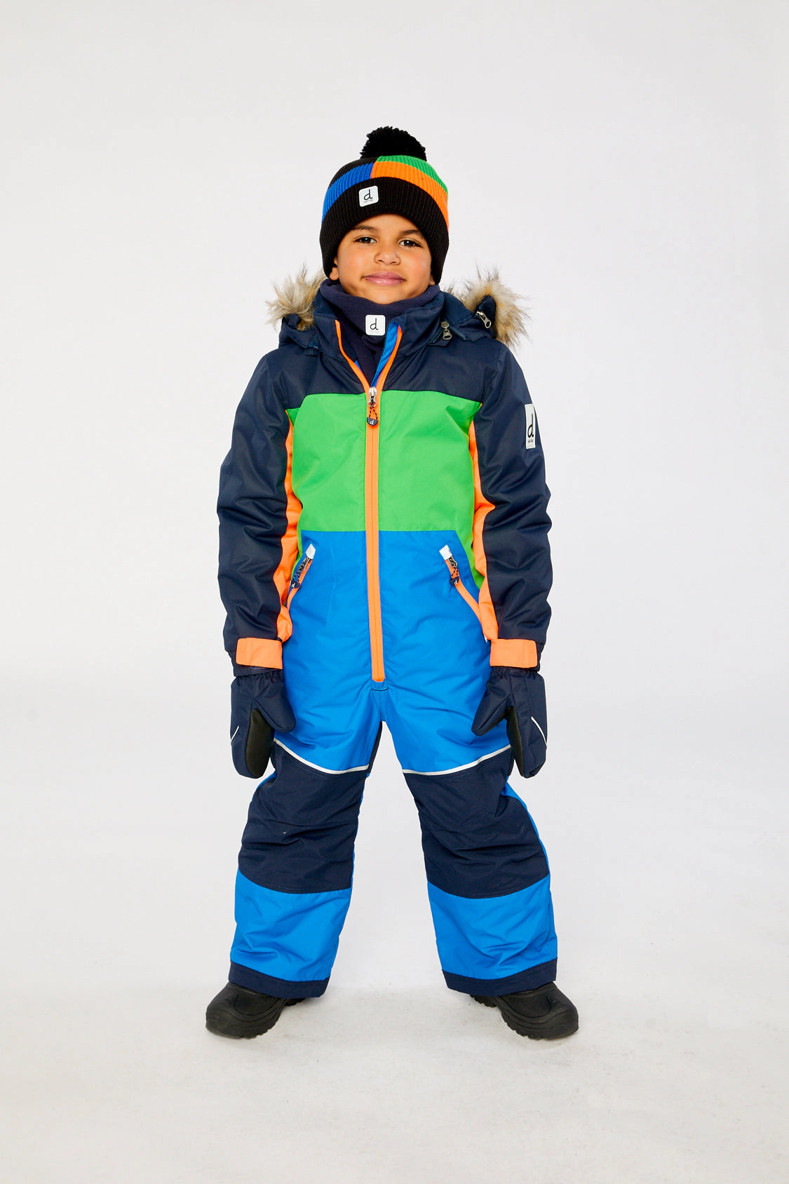 Deux par Boys Colorblock One Piece Discover Snowsuit with Detachable Hood