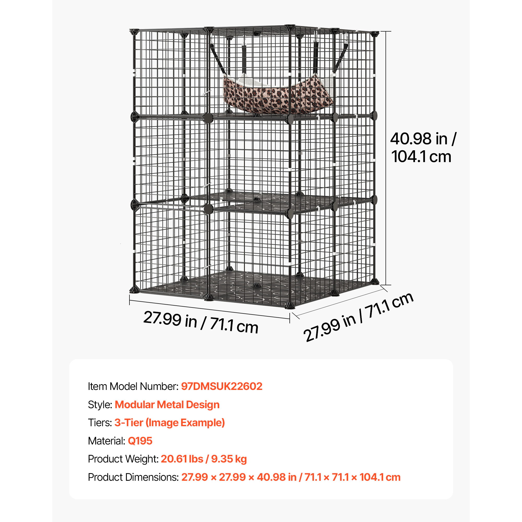 HONGGE Cat Cage DIY Cat Playpen Indoor Enclosure Detachable Metal Wire Kennel Crate with Large Exercise Place Ideal for