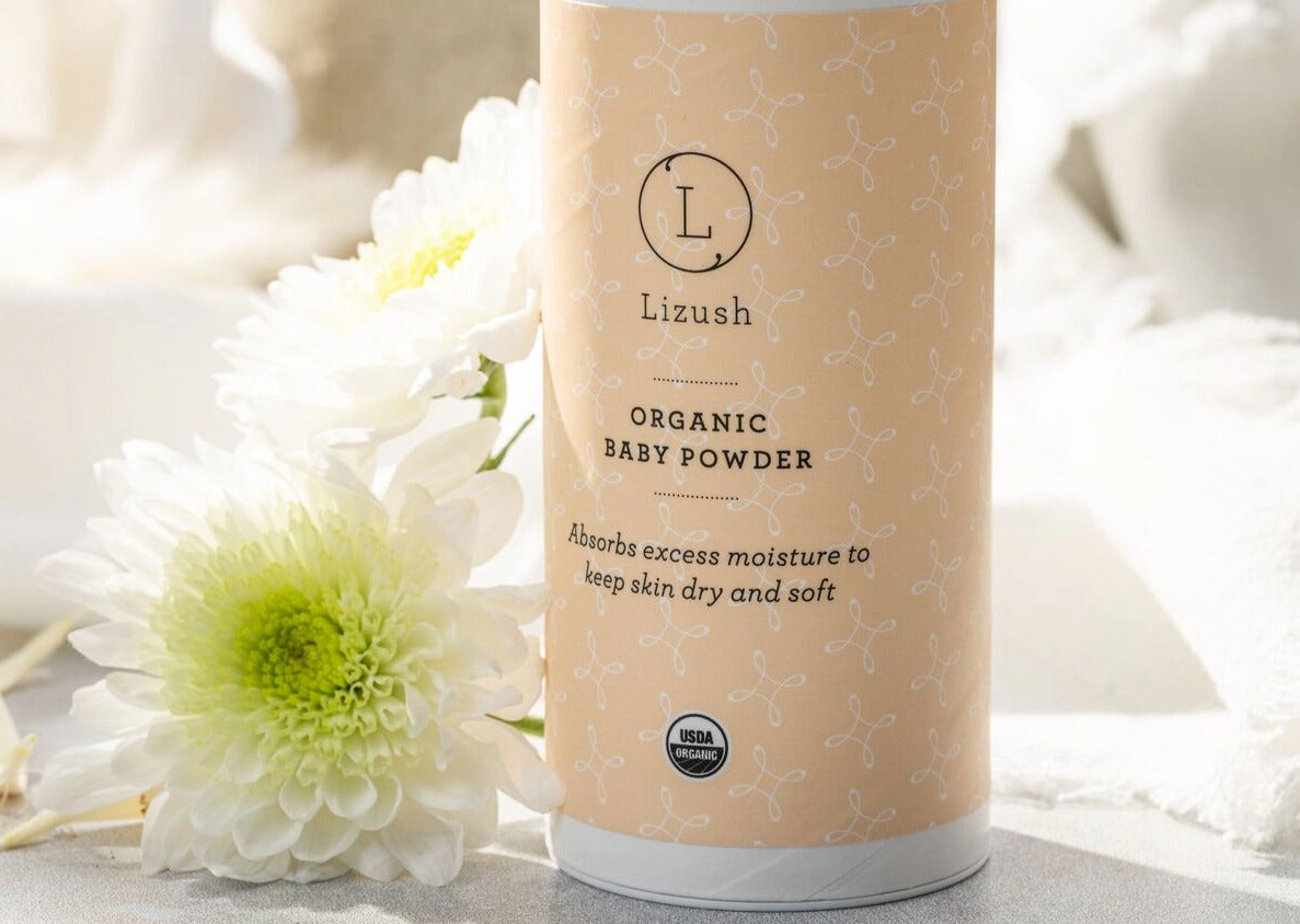 Lizush 2 x Organic Baby Powder - Talc-Free, USDA Organic, 3 oz
