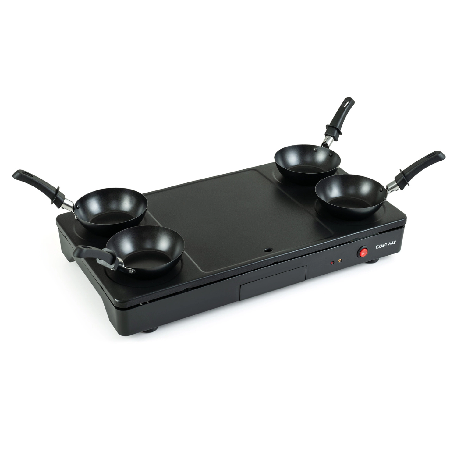 LJG 1000W Electric Grill Griddle with 4 Nonstick Woks and Wooden Spatulas for Pancakes