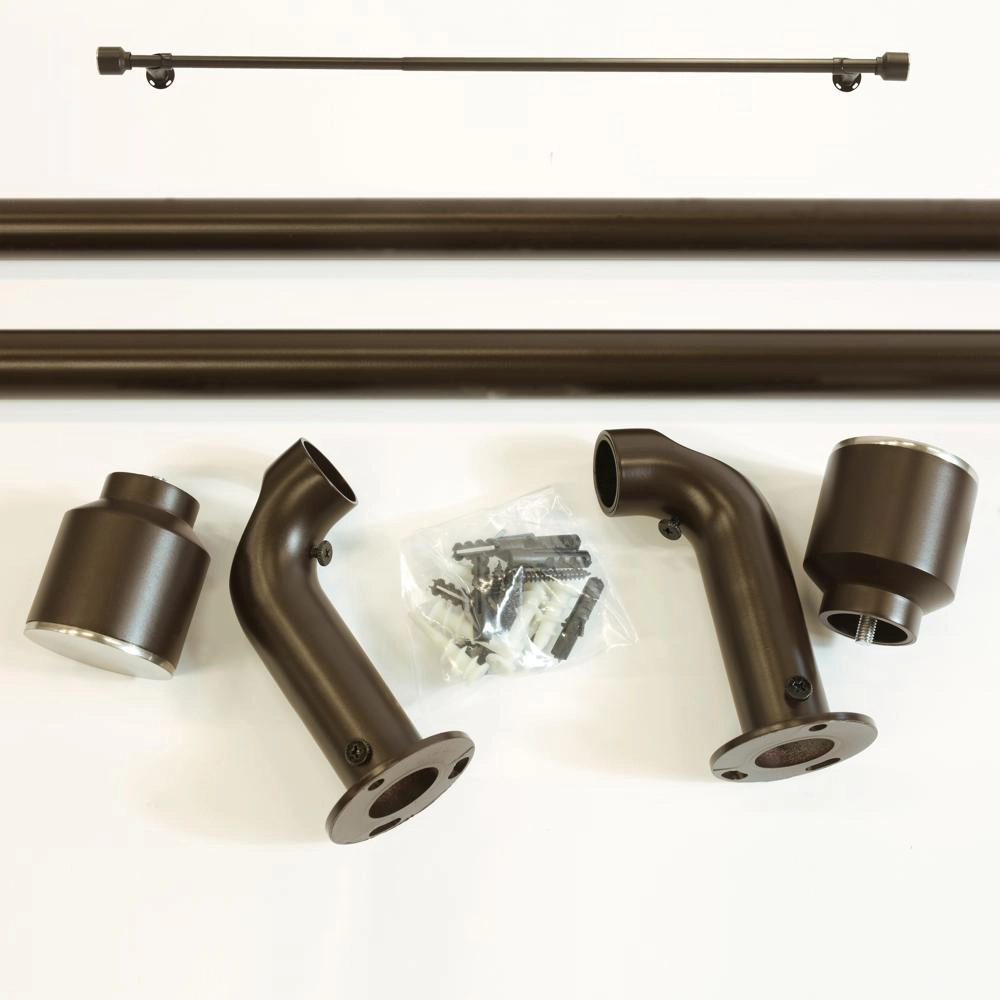 Thermaplus Patented Blackout Exclusive Curtain Rod Cap Finial Extendable 36" to 72" Espresso
