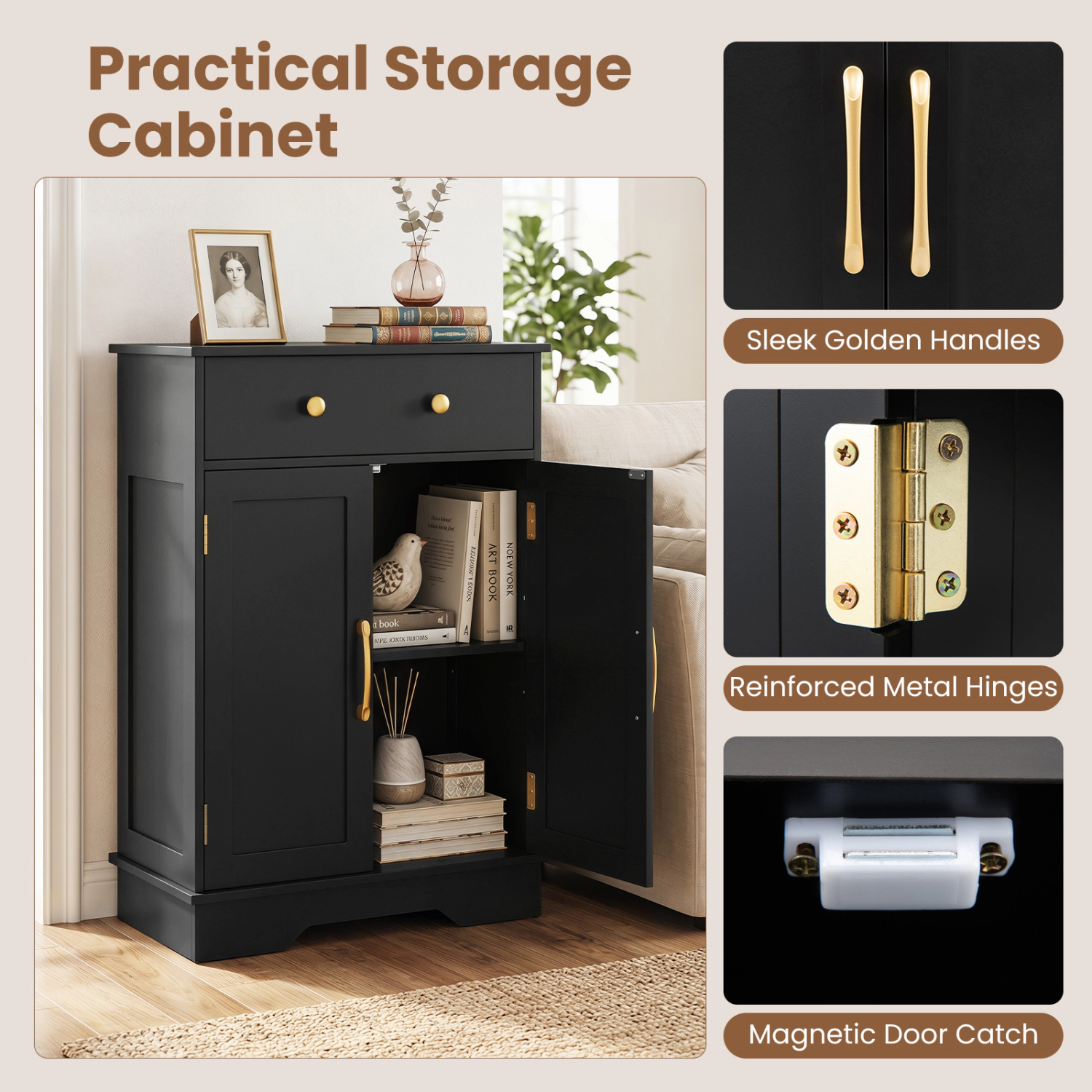 SlickBlue Freestanding Bathroom Cabinet with Drawer and Shelf
