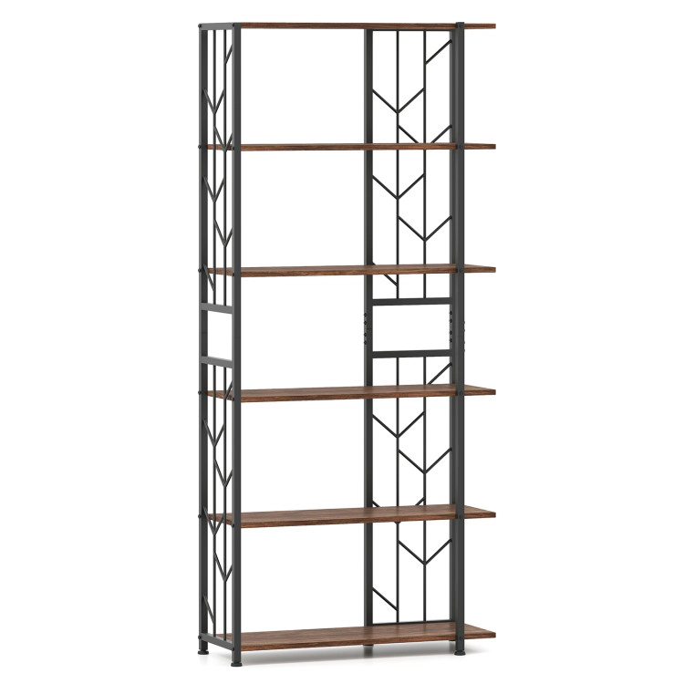 Hivvago 6-Tier Bookshelf Modern Geometric Bookcase with Heavy-duty Metal Frame and Anti-tipping Kits