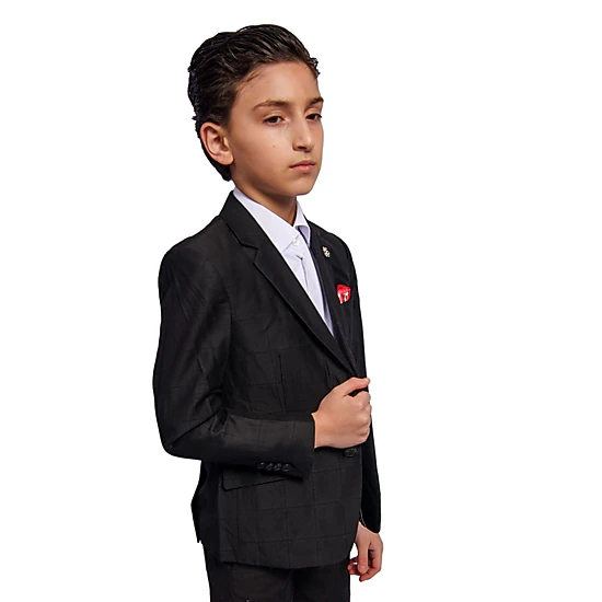 Elie Balleh Boys Slim Fit Windowpane Jacket