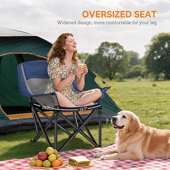 HONGGE Camping Chair for Adults Portable Folding Camping Chair Side Pockets Cup Holders Carry Bag and