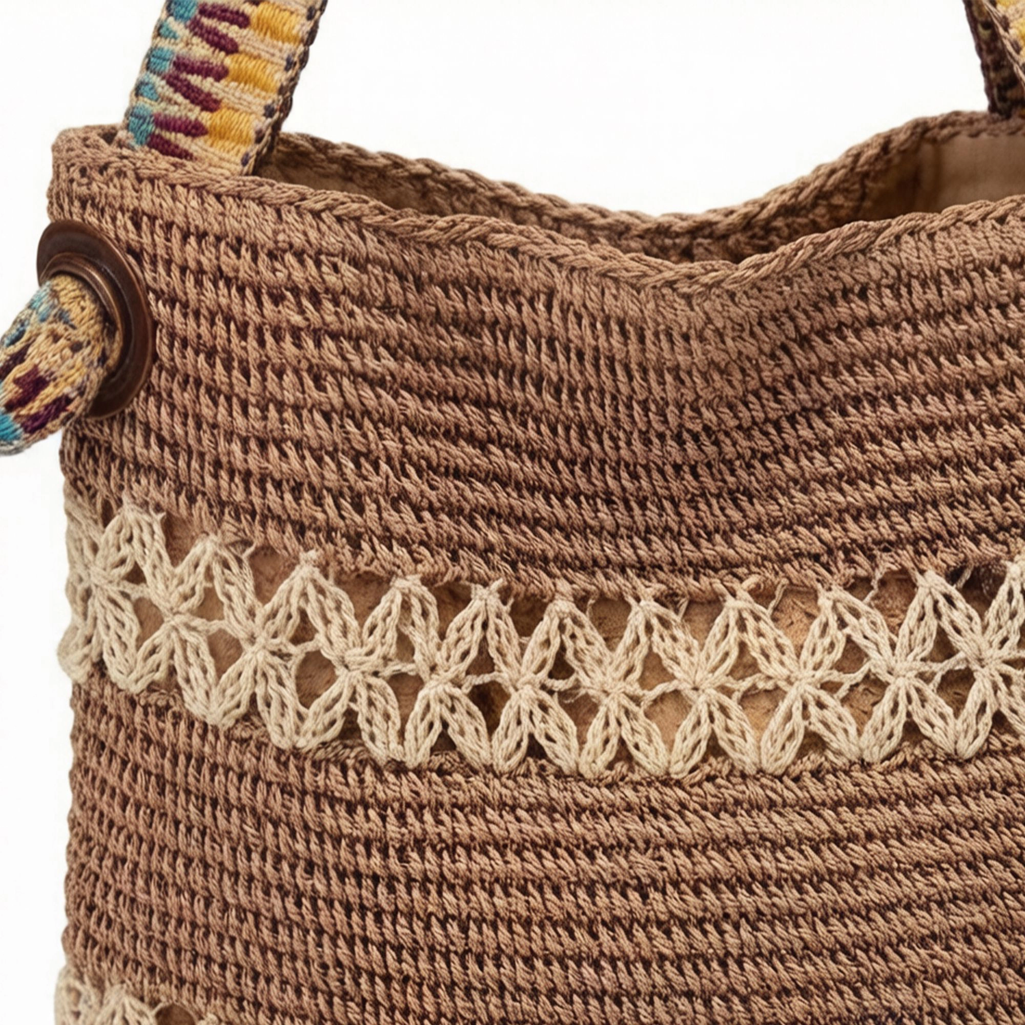 Alilang Women's Crochet Shoulder Bag with Patterned Strap Knit Hobo Handbag Lined Casual Everyday Tote