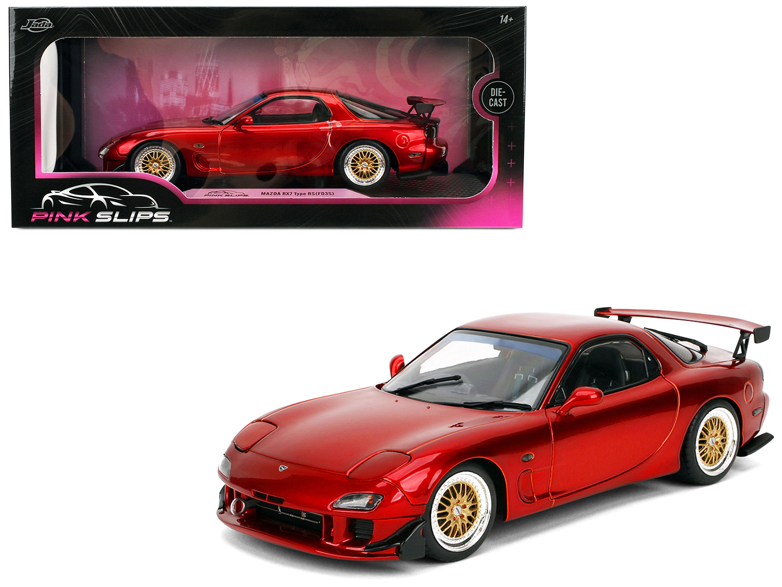 Jada Mazda RX7 Type RS (FD3S) RHD (Right Hand Drive) Orange Metallic "Pink Slips" Series 1/18 Diecast Model Car by Jada