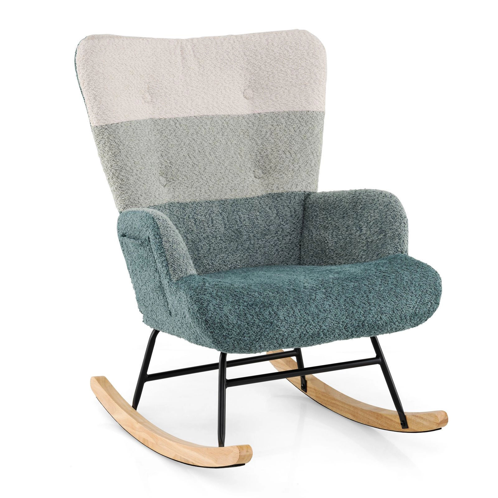SlickBlue MutiColor Padded Boucle Rocking Chair with Side Pocket