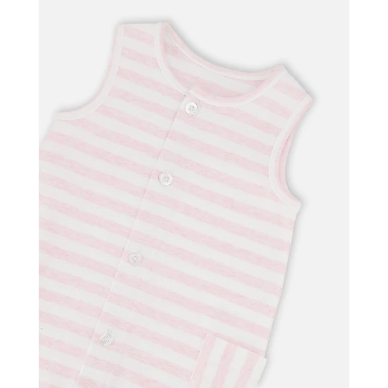Deux par Deux Girls Cotton Striped Romper and Stripes