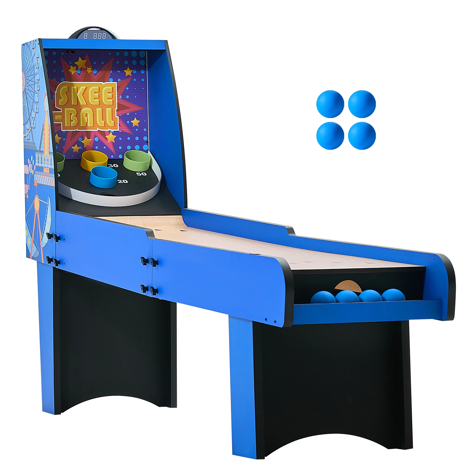 HONGGE Roll and Score Classic Arcade Table Game with Electronic Scorer, Sound, Automatic Ball Return, 4 Balls Included