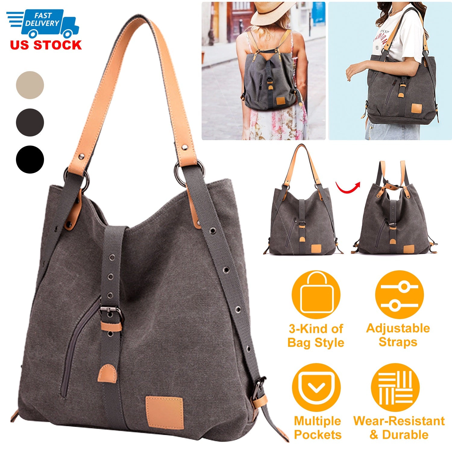 N' POLAR Unisex Convertible Canvas Tote Bag