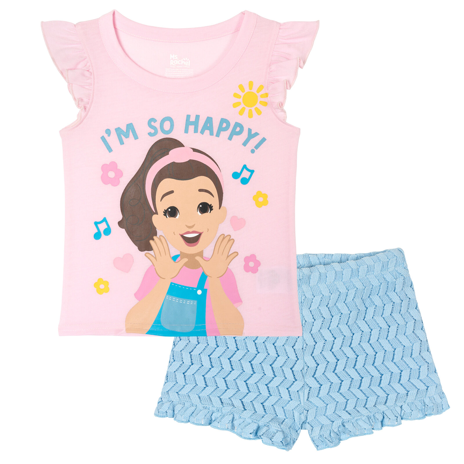 Ms. Rachel Girls' 2-Piece T-Shirt and Shorts Set