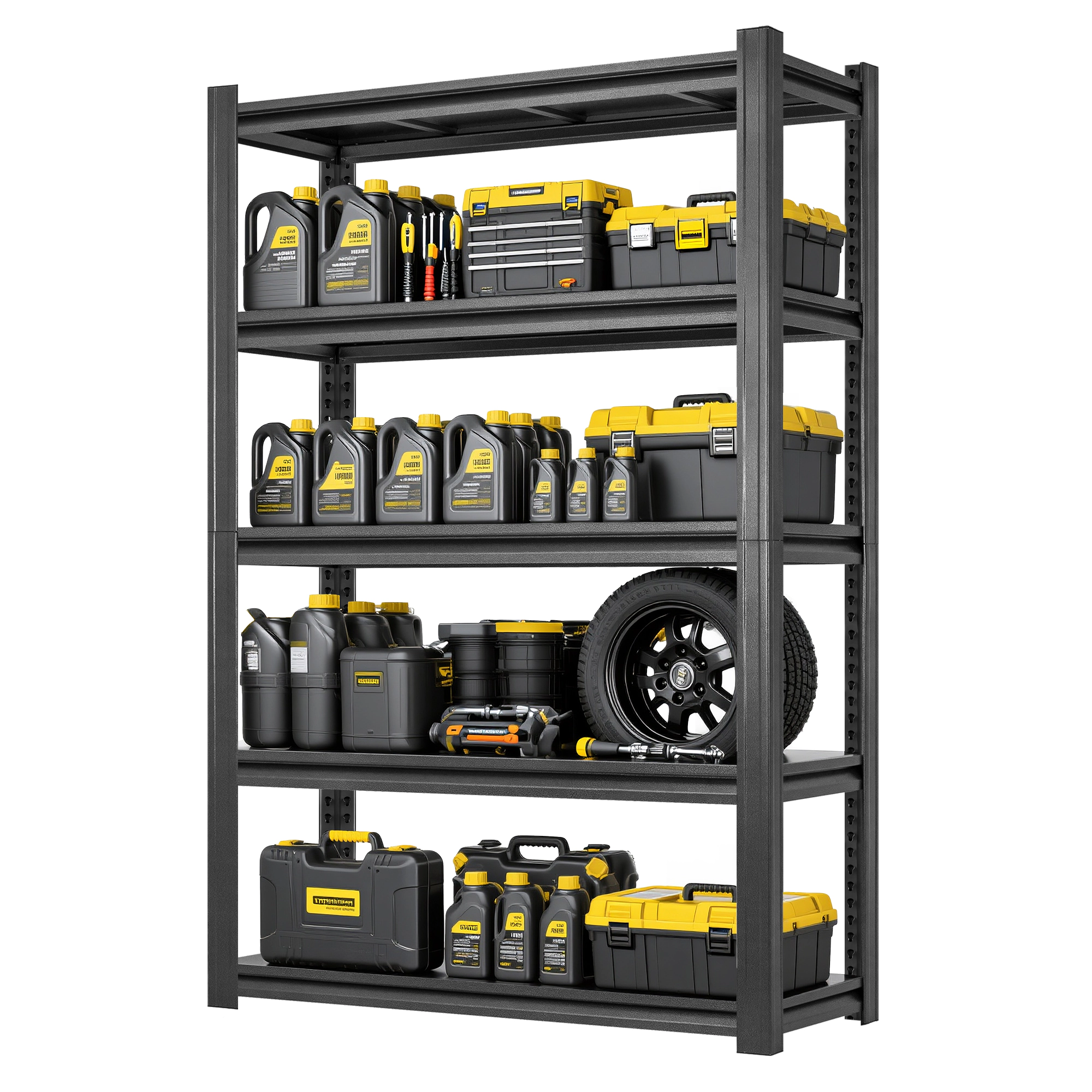 Flynama 5-Tier Heavy Duty Steel Boltless Adjustable Storage Rack in Black (47.2 in. W x 78 in. H x 18 in. D)