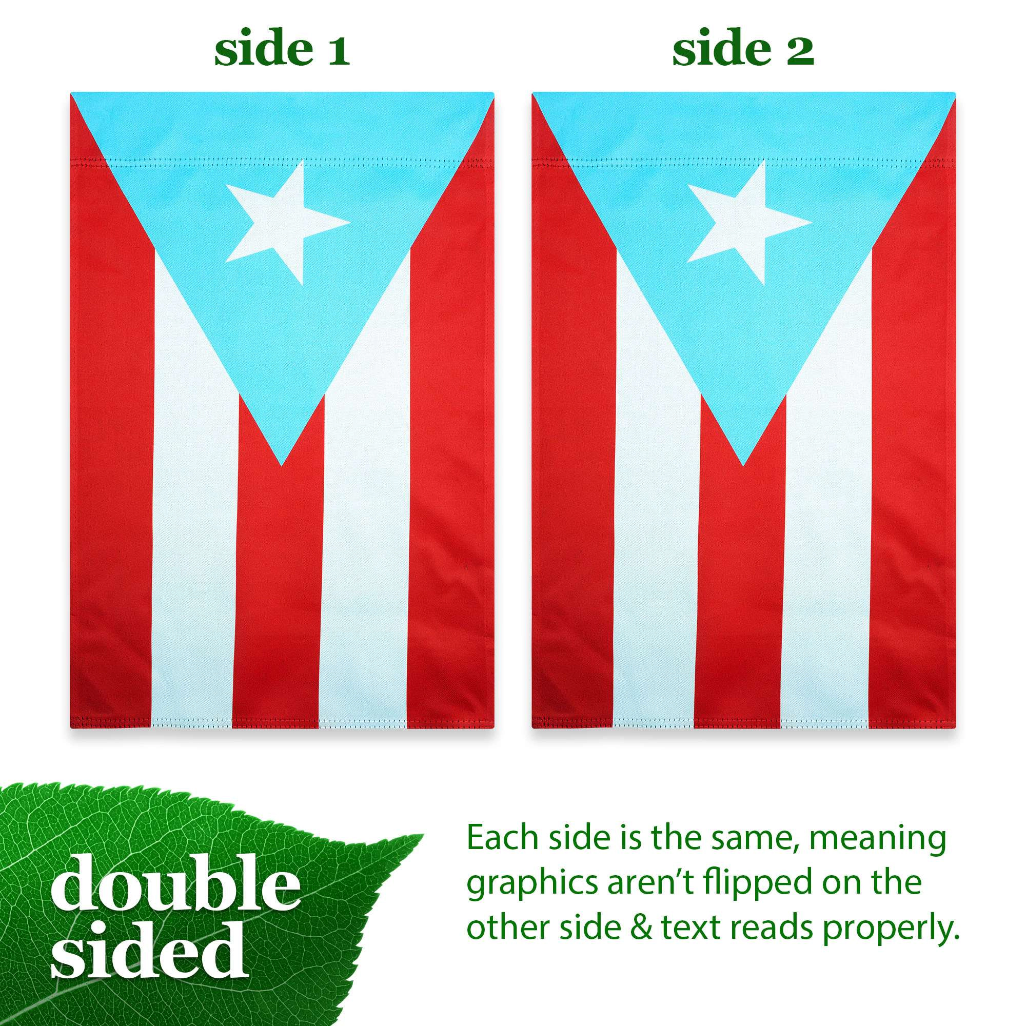 G128 Puerto Rico Light Blue Garden Flag 12x18in Double-Sided Blockout Polyester