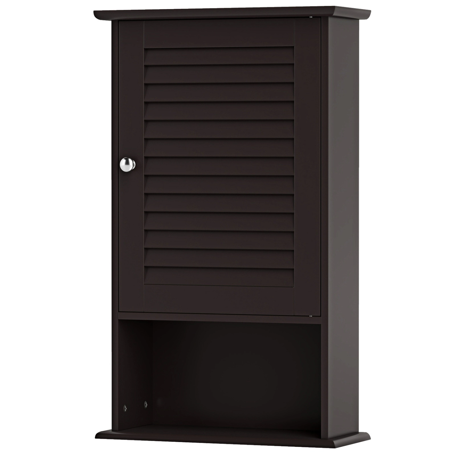 SUGIFT Bathroom Wall Mount Storage Cabinet Single Door with Height Adjustable Shelf 46-lb Capacity Rustic Brown