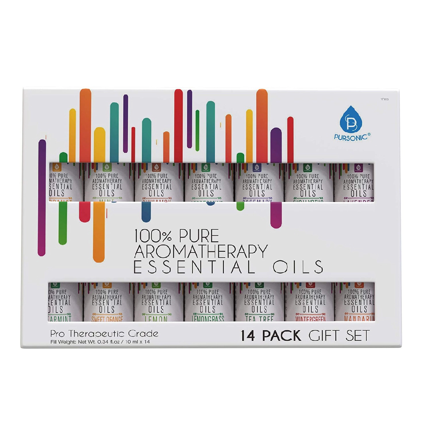 Pursonic Unisex 100% Pure Essential Aromatherapy Oil Gift Set 14 Pack