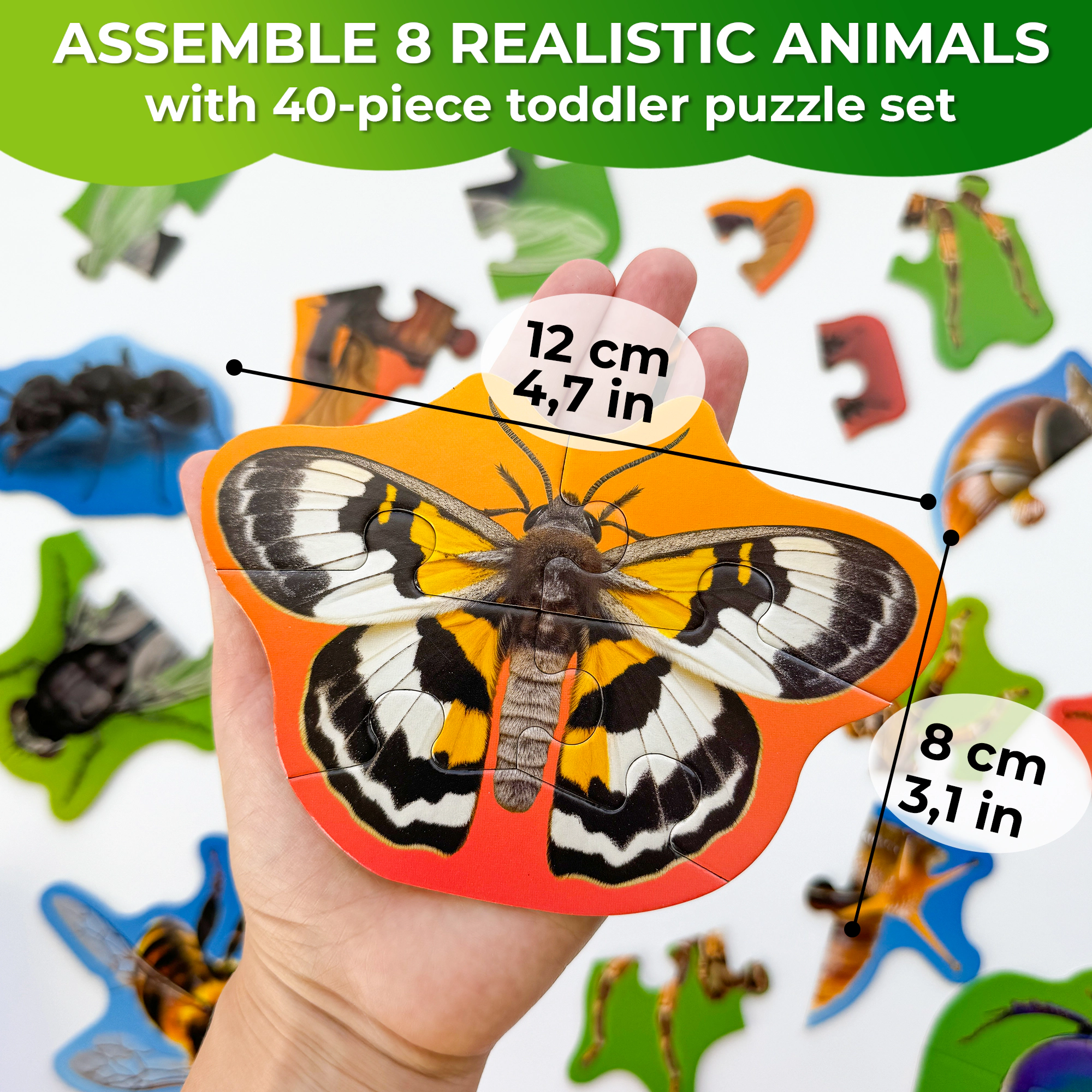 QUOKKA Large Floor Jigsaw Puzzles, 40 Piece Progressive Puzzle Set for Toddlers, Farm & Ocean Animals, Ages 2+