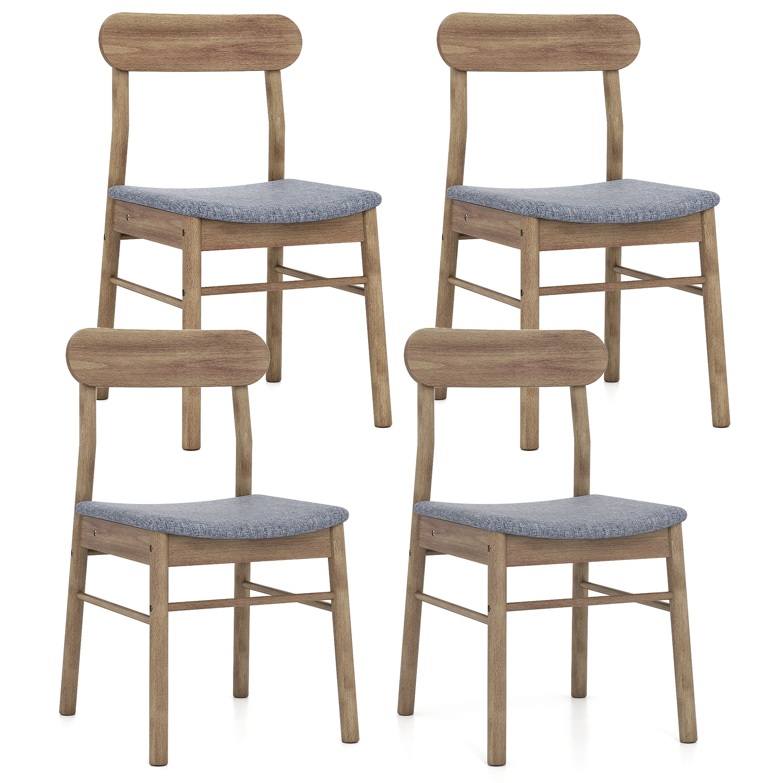 LJG Fabric Upholstered Kitchen Armless Dining Chairs with Rubber Wood Frame Set of 4