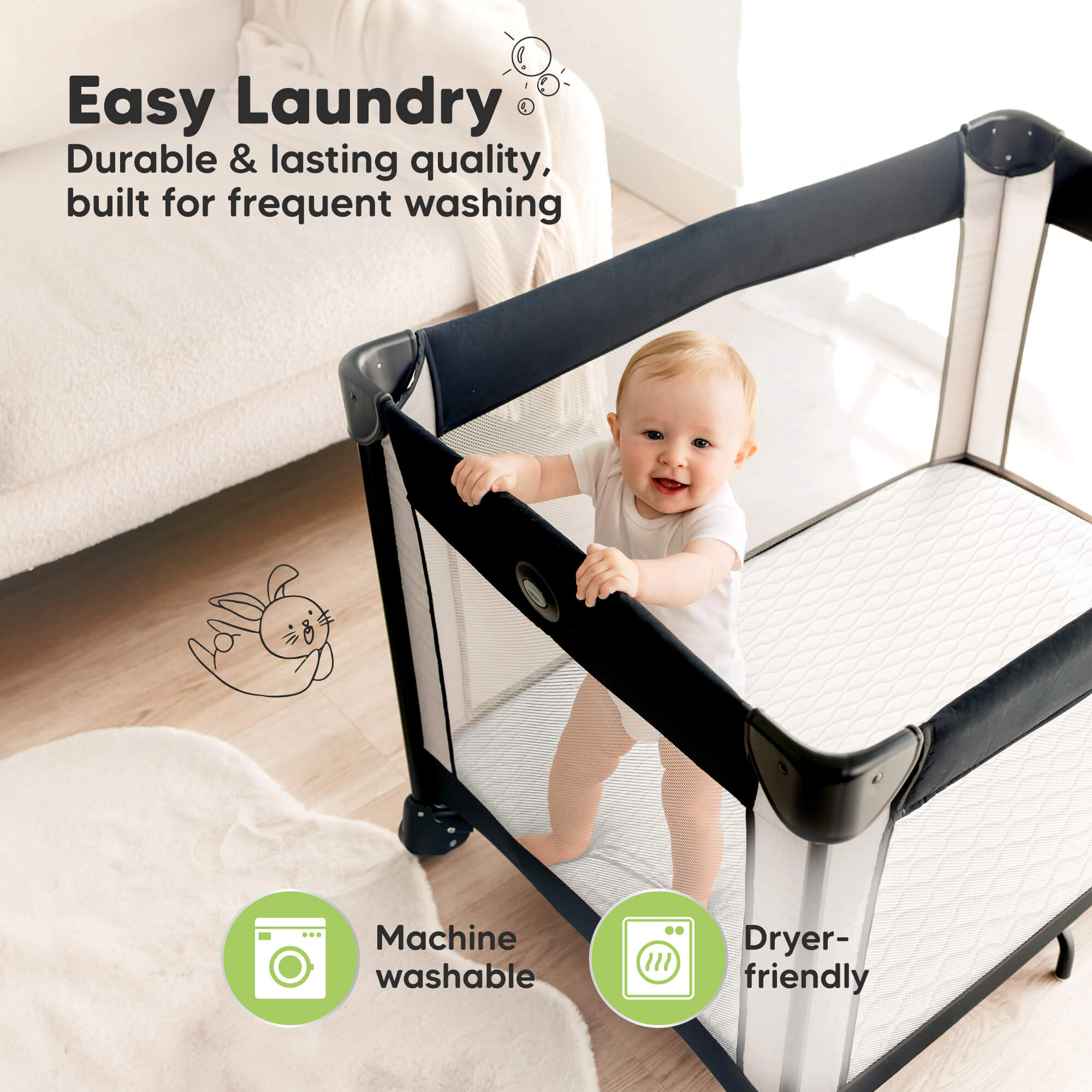 KeaBabies 2-Pack Mavy Protect+ Waterproof Mini Crib Mattress Protector