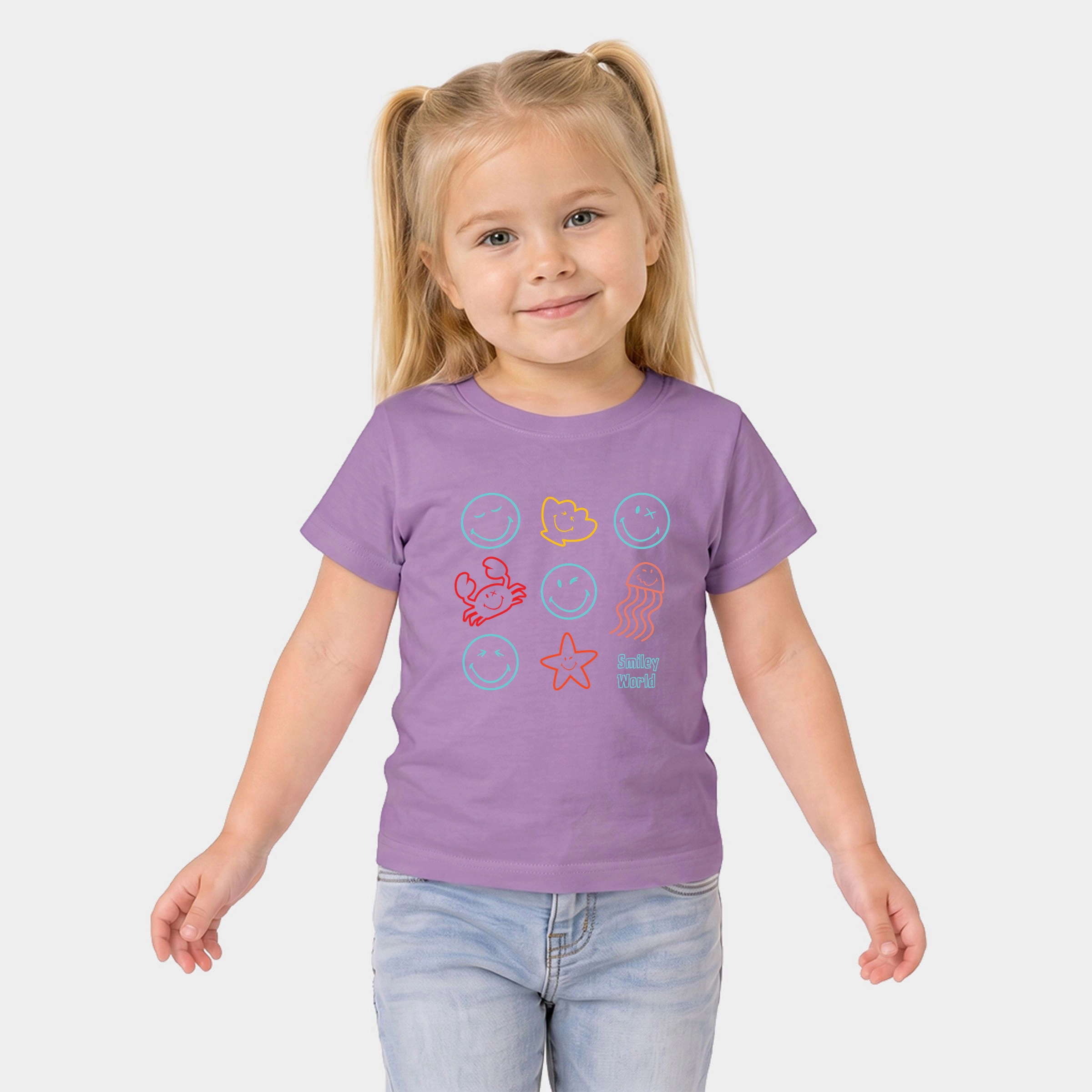 The Juniper Shop - Toddler Short Sleeve Graphic T-Shirt - SmileyWorld Sea Critters Grid