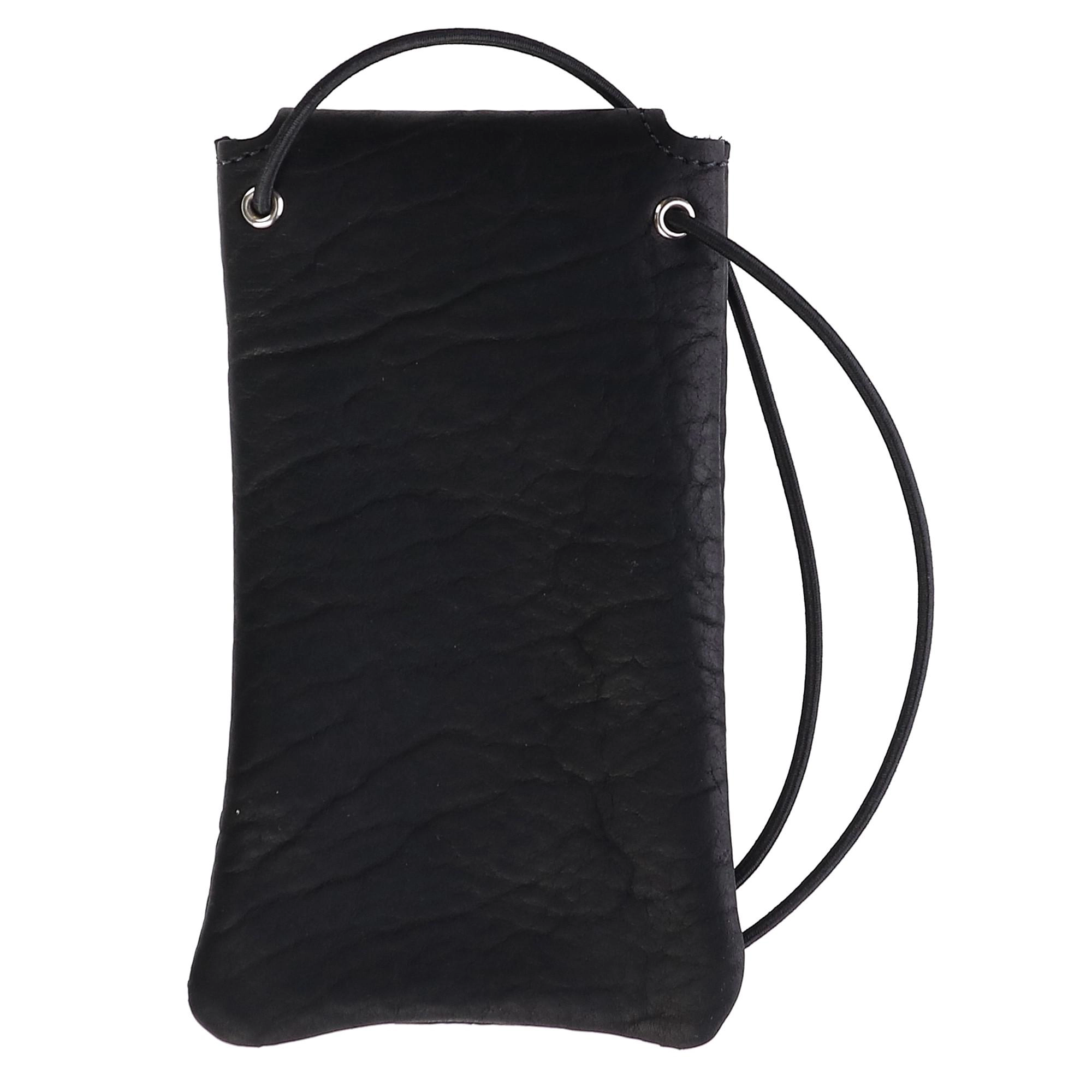 Boston Leather Textured Bison Eyeglass Case with Neck String