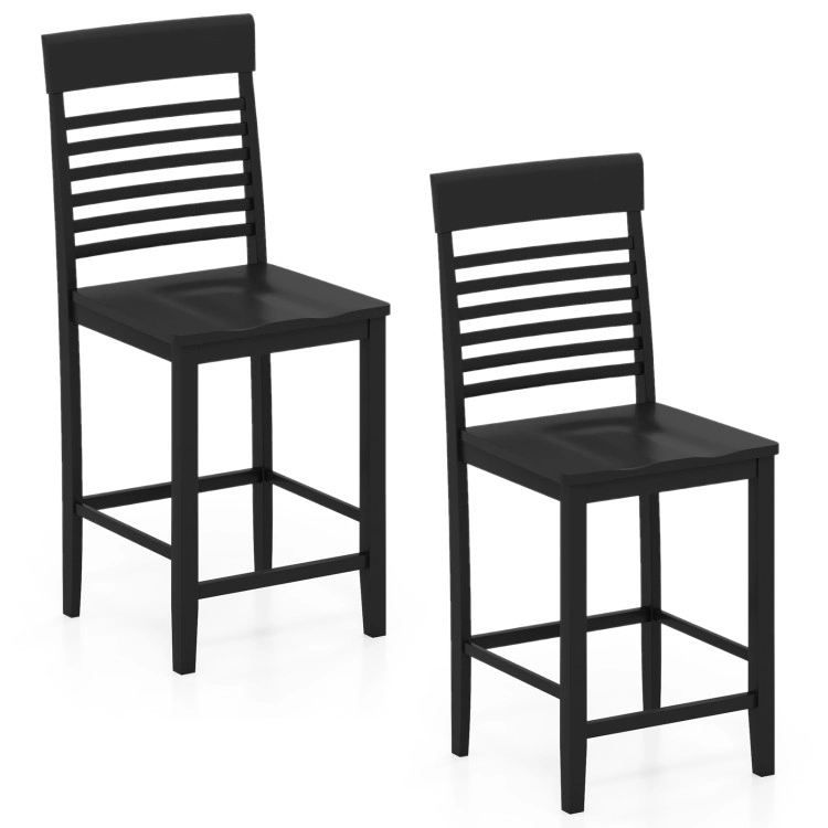 Hivvago Solid Wood Dining Chairs with Footrests, Pack of 2