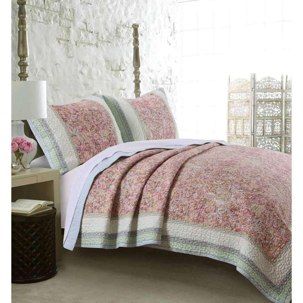 Barefoot Bungalow Palisades Quilt And Pillow Sham Set - Full/Queen 90 x 90", Pastel
