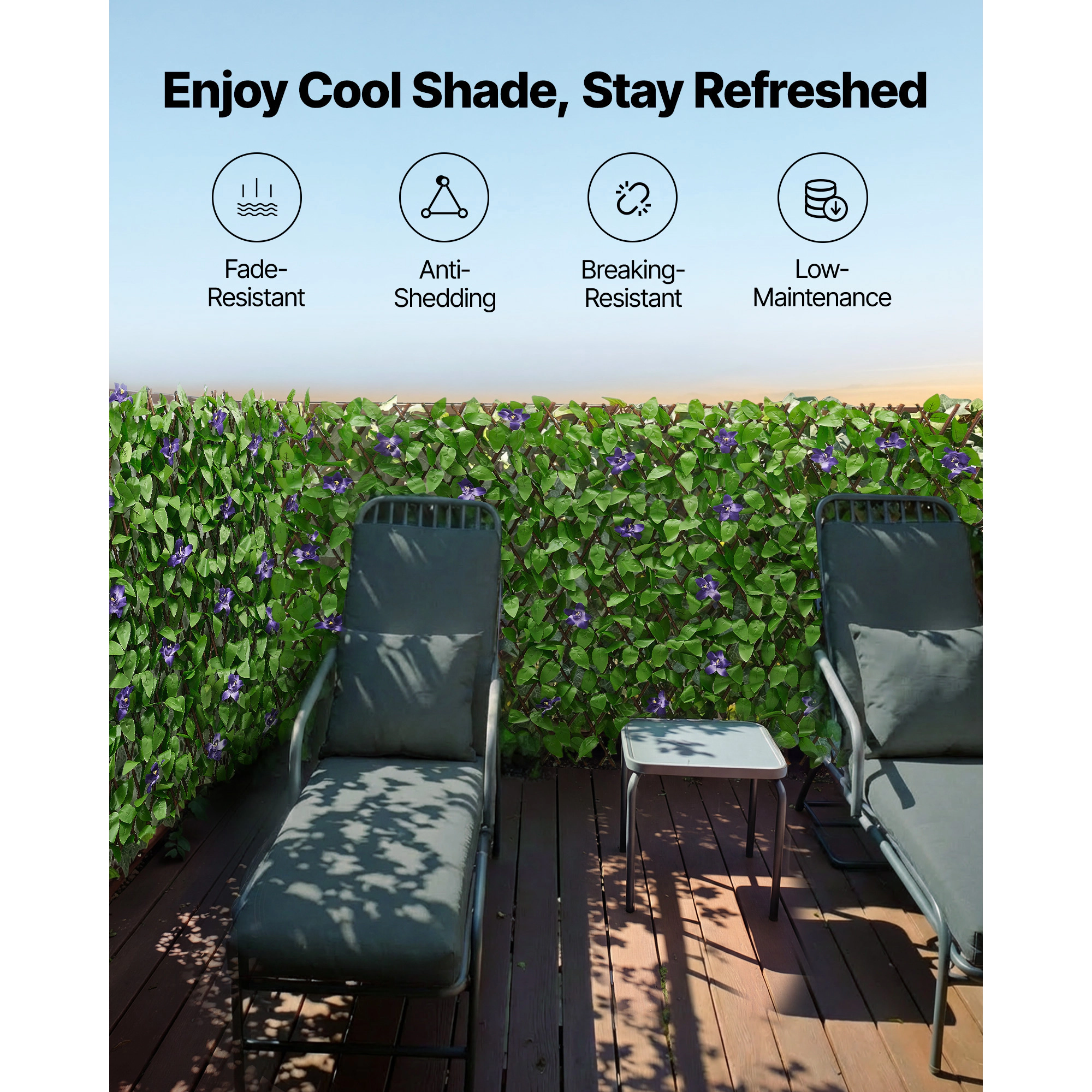 HONGGE Expandable Fence Privacy Screen Expand Artificial Plant Wall Realistic Artificial Ivy Panel with 50 Zip Ties