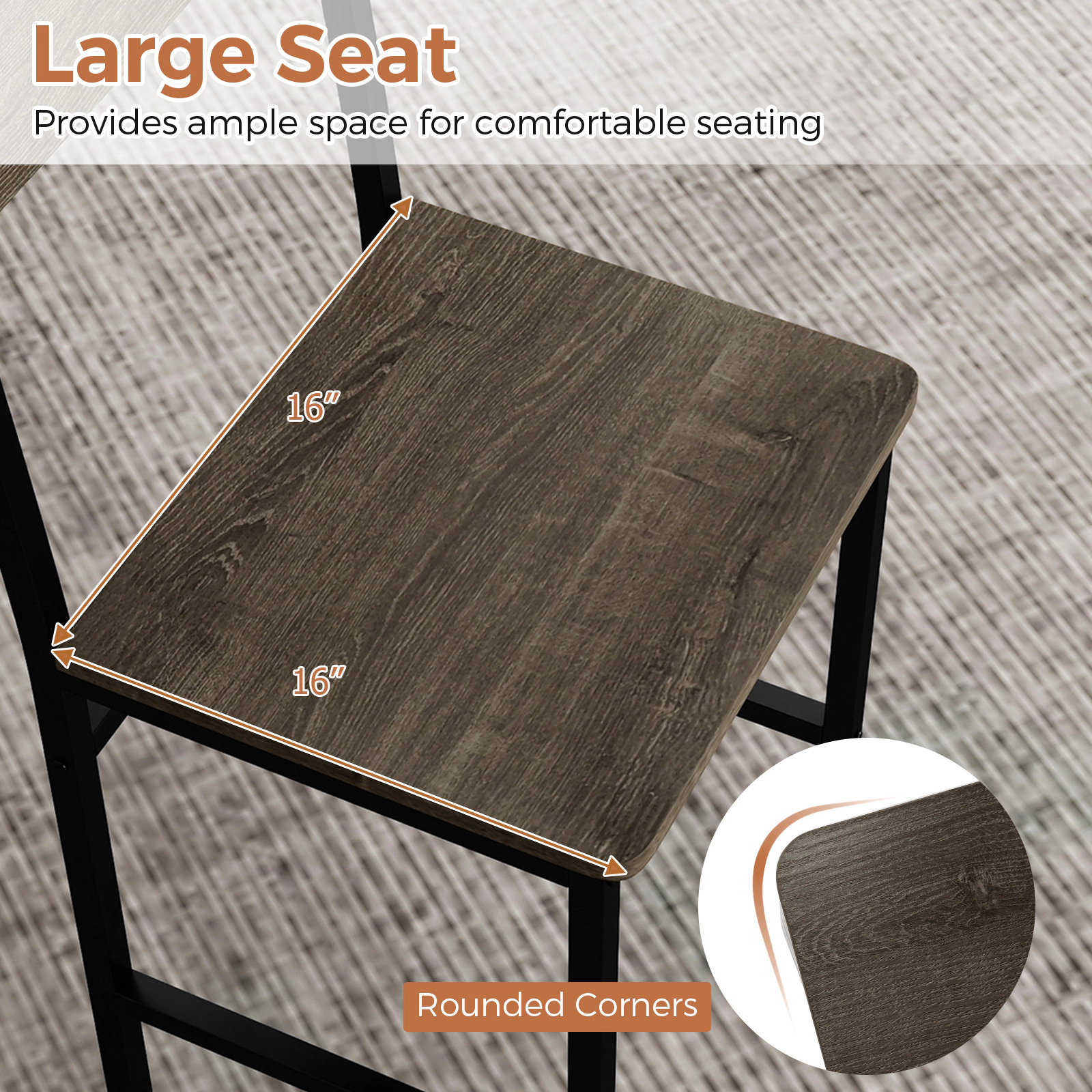 LJG Set of 4 Dining Chairs with Metal Legs and Slanted Back