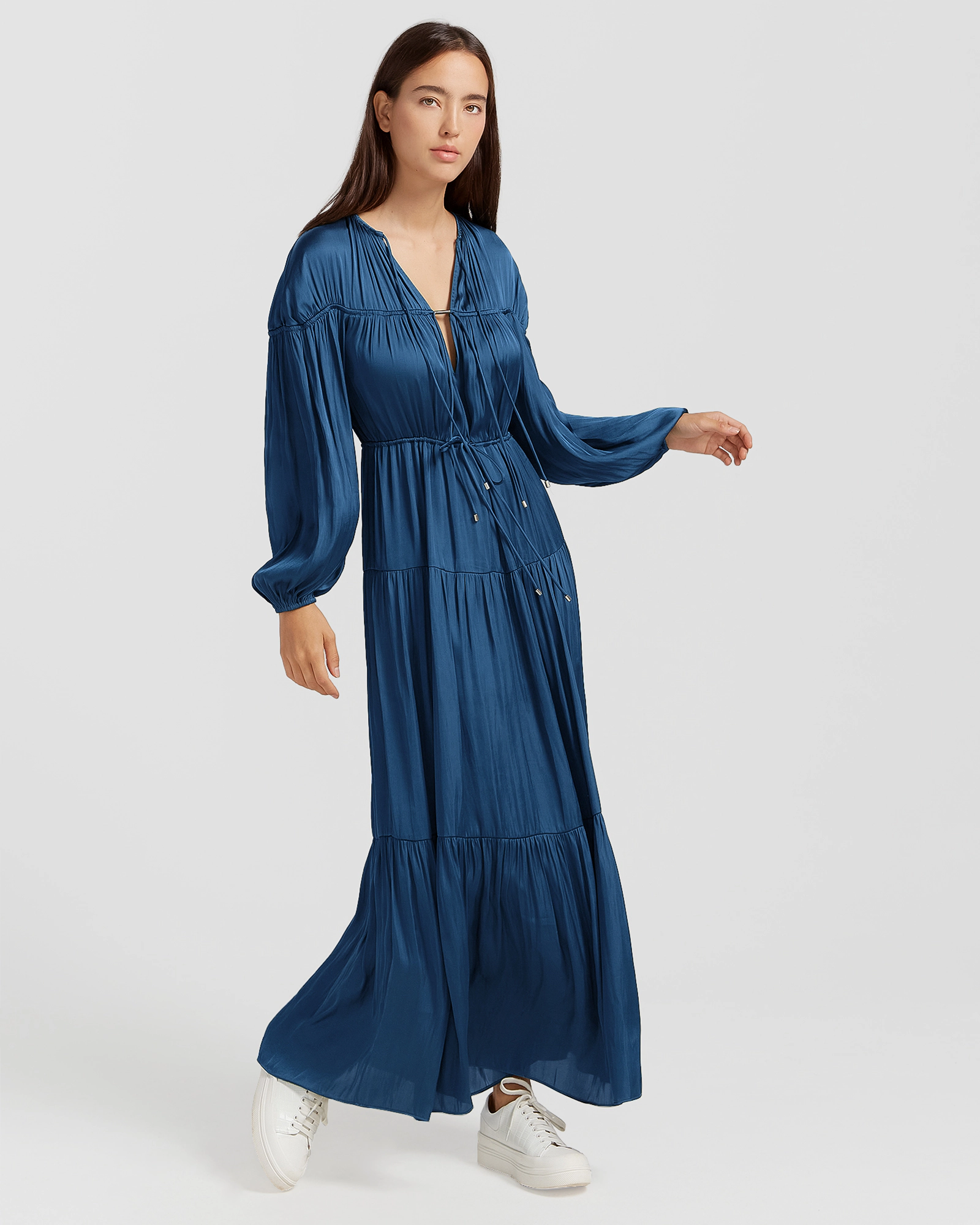 Belle & Bloom Womens Window Seat Tiered Maxi Dress