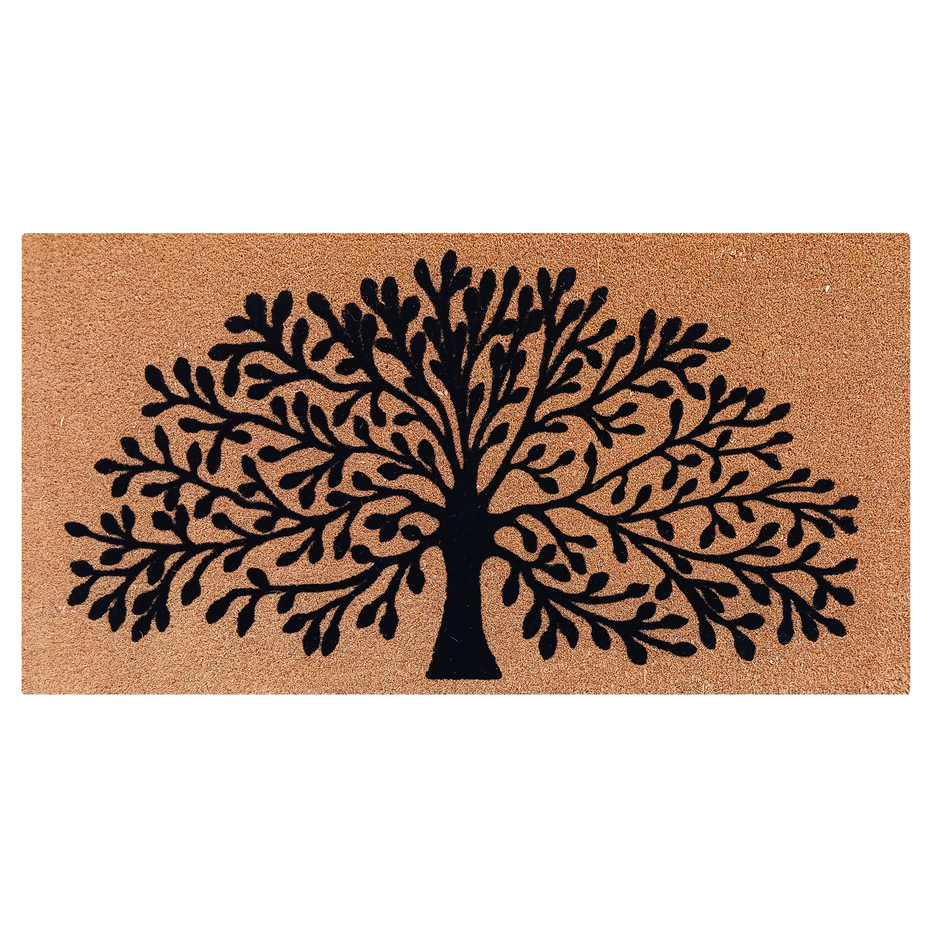 A1 Home Collections Coir Flocked Door Mat 30x48 Inches Heavy Duty Non-Slip Durable Tree Of Life-Flocked