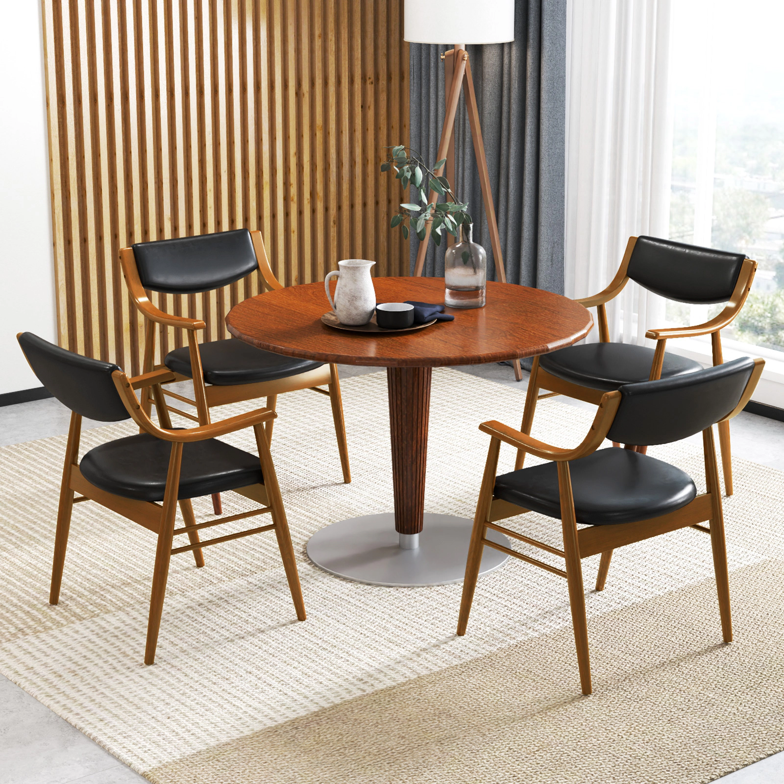 LJG Wooden Dining Chair Set of 2 with Padded Seat and Back