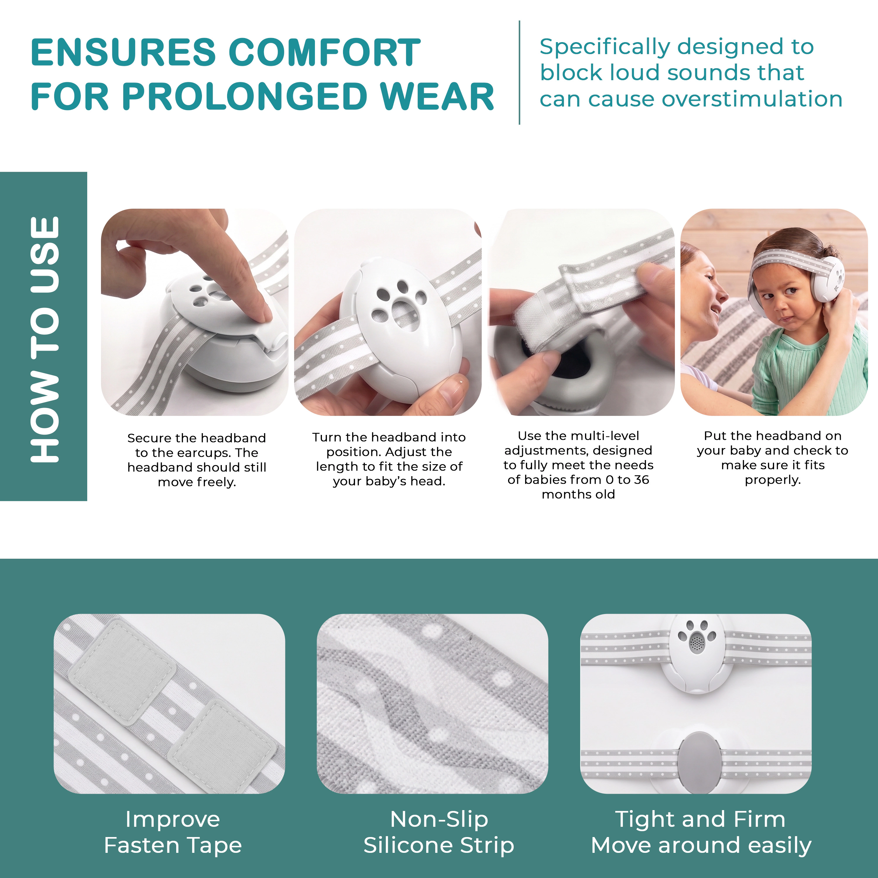 Sperric Baby Earmuffs - Noise Cancelling, Ultra‑Soft Lightweight Ear Protection with Non‑Slip Headband & Travel Bag
