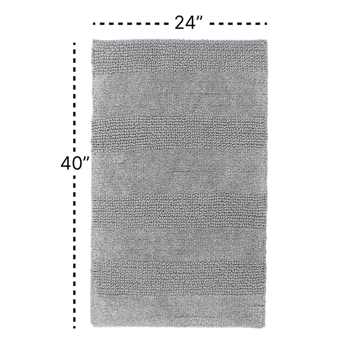 Knightsbridge Stylish And Comfortable All Season Traditional Wide Cut Design Cotton Bath Rug 24" X 40" Silver