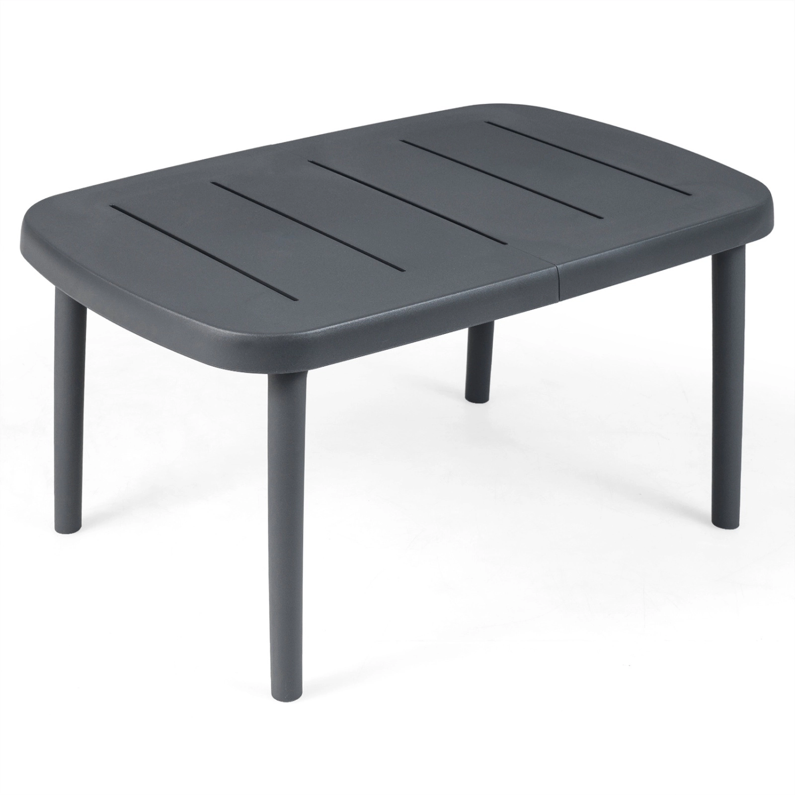 SUGIFT Rectangular Patio Storage Side Table with Aluminum Alloy Rods 110-lb Capacity Gray