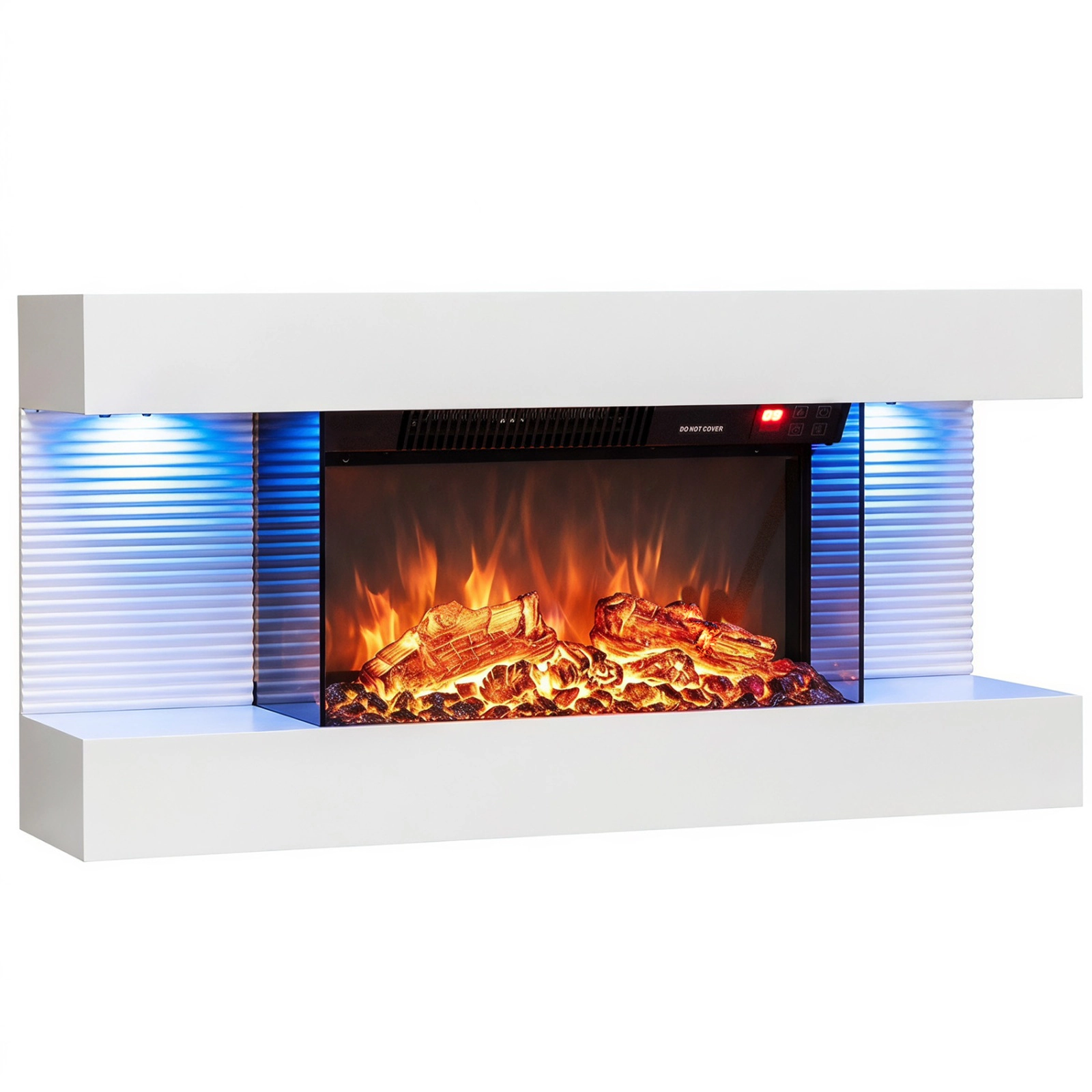 SUGIFT 3-Sided Wall Mount Electric WiFi Fireplace with Floating Mantel 32.3-in Wide 750W/1500W 5000-BTU Heater White