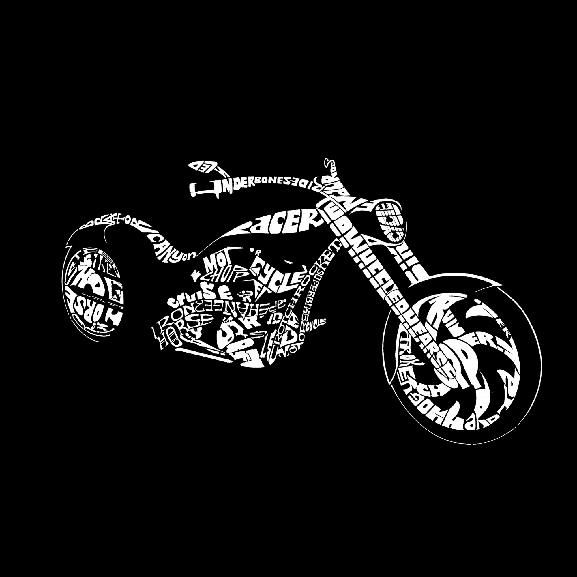LA Pop Art Men's Motorcycle Word T-Shirt