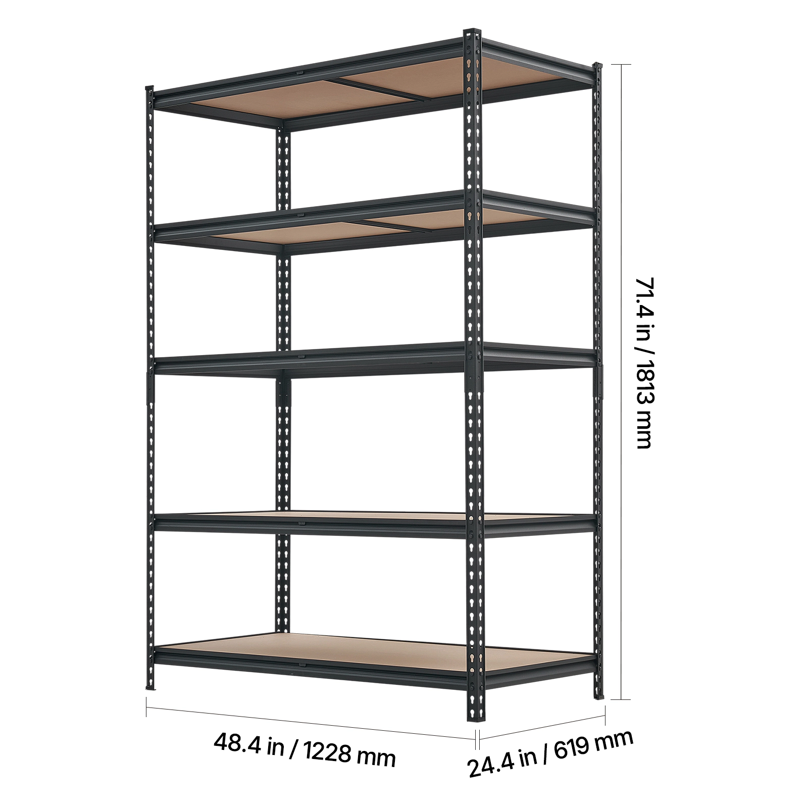 Flynama 5 Tier 48.4 x 24.4 x 71.4 in Shelves 3000 LBS Adjustable Heavy Duty Utility Rack for Garage Workshop Warehouse