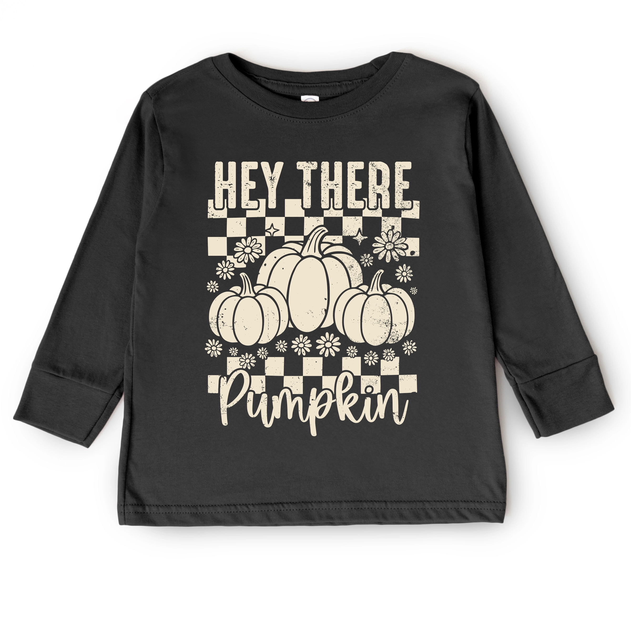 The Juniper Shop - Toddler Long Sleeve Graphic Tee Hey There Pumpkin Checkered
