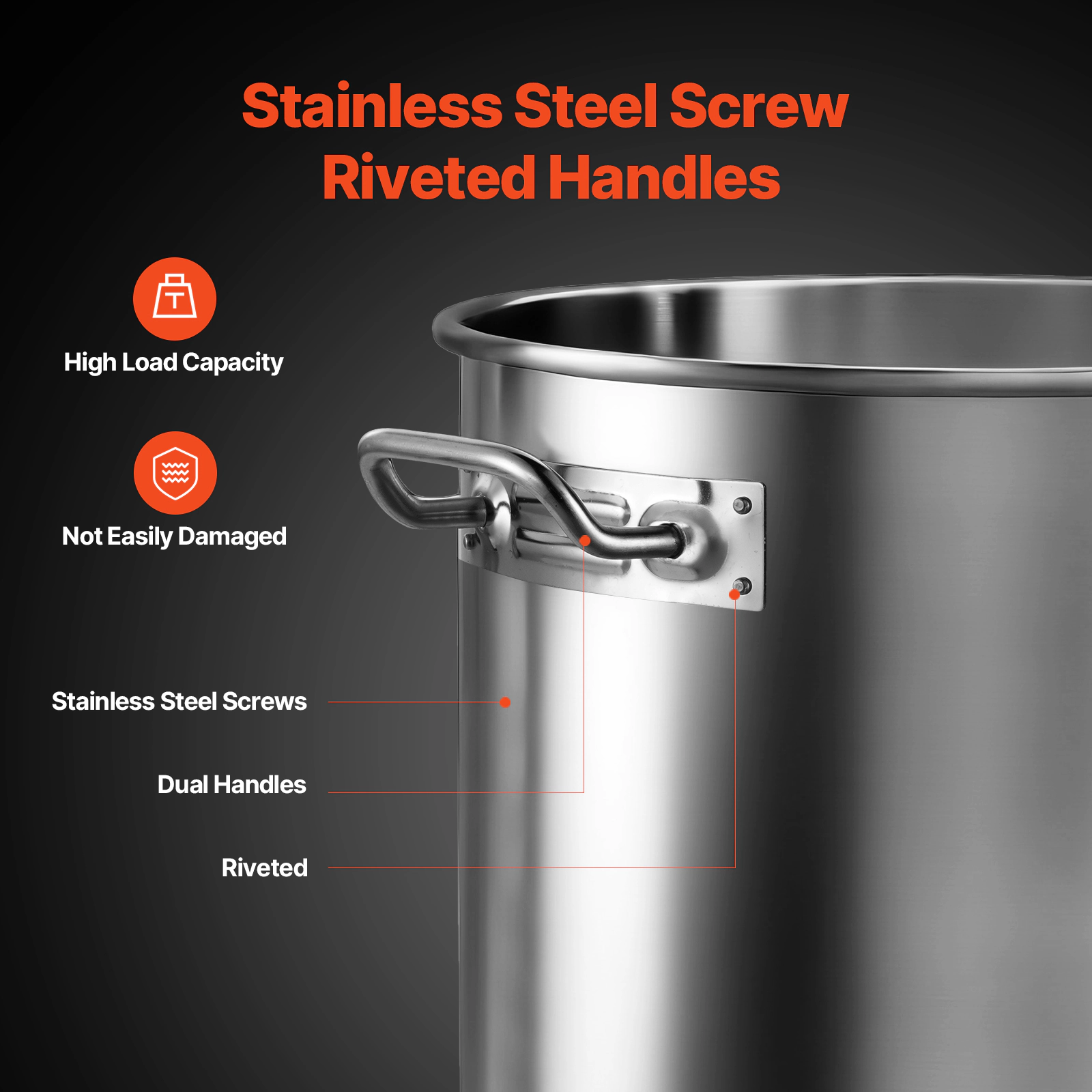 HONGGE Stainless Steel Stockpot Large Cooking Pots Cookware Sauce Pot with Basket Lid and Handle Heavy Duty Commercial
