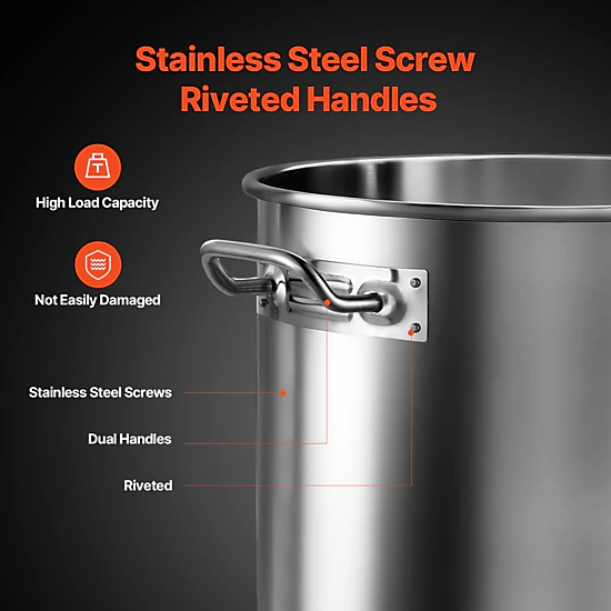 HONGGE Stainless Steel Stockpot Large Cooking Pots Cookware Sauce Pot with Basket Lid and Handle Heavy Duty Commercial