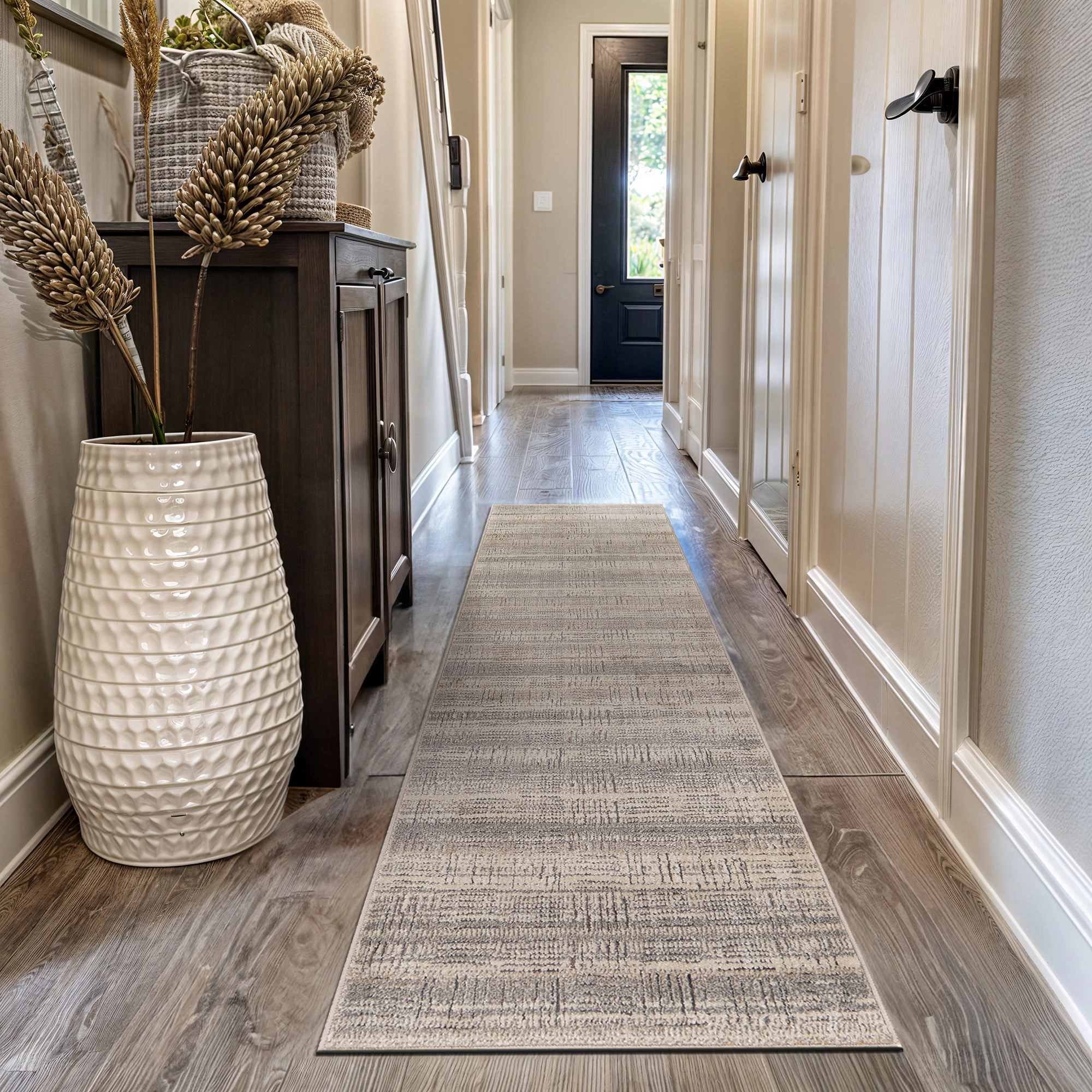 World Rug Gallery Textured High-Low Indoor Area Rug, Neutral Sandstone Design, Jute Backing, Living