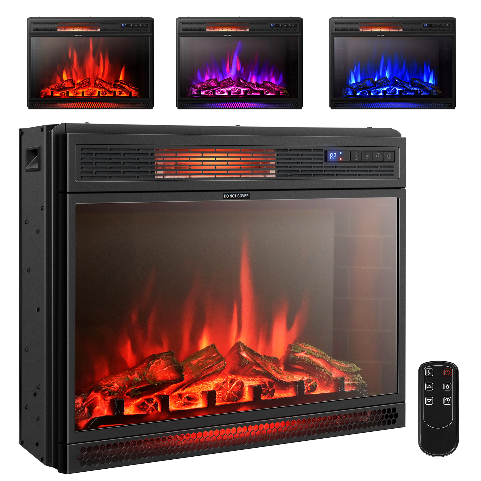 SUGIFT 28-Inch Electric Fireplace Heater, 5000 BTU, Freestanding or Recessed, Remote Included
