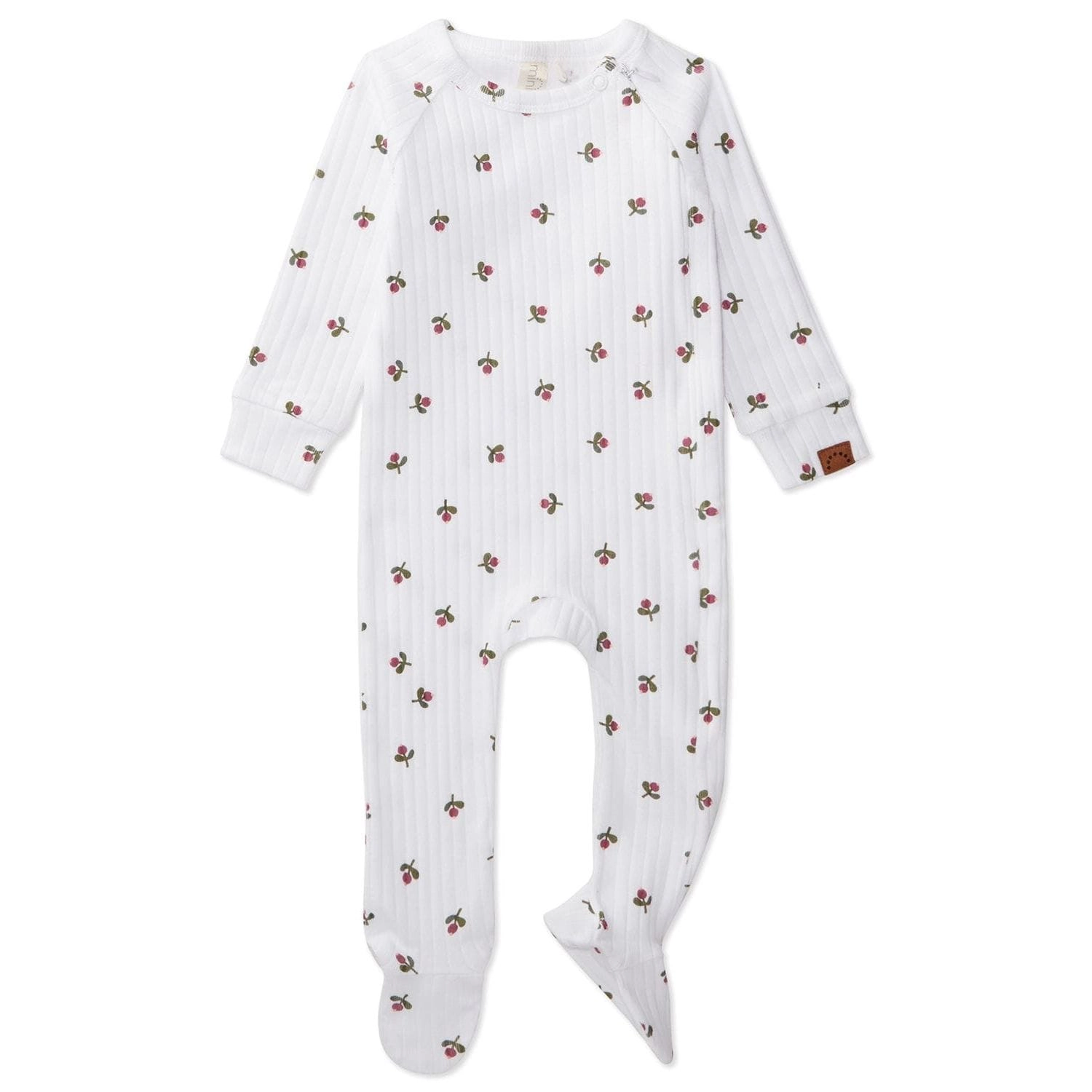 MeMoi 3 Piece Baby Girls "Flower Bud" Ribbed Cotton Rich Footie Set